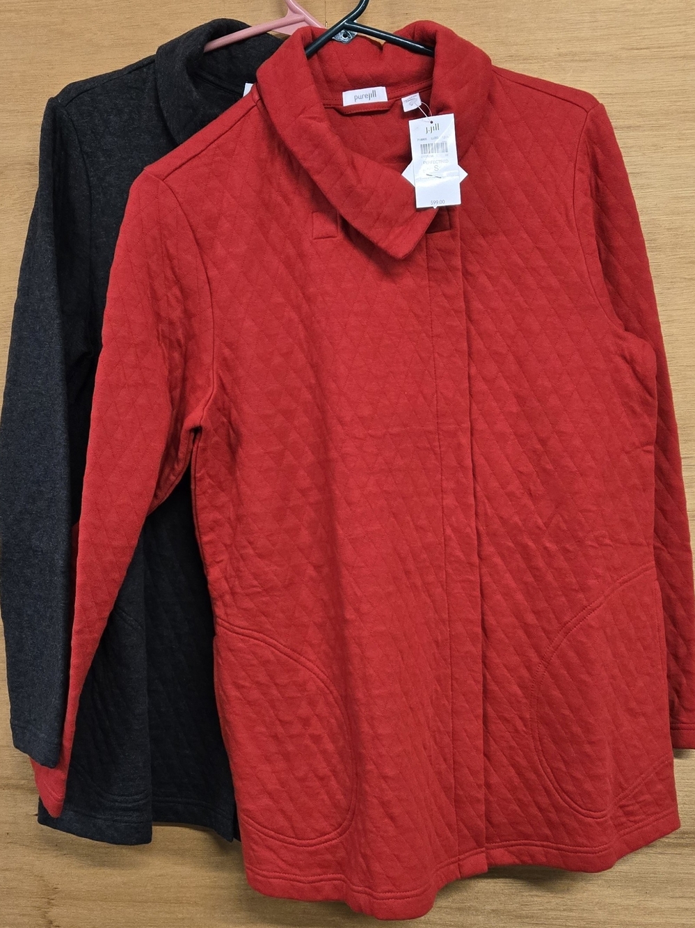 (2) J. Jill Soft Quilted Red And Dark Gray Jackets